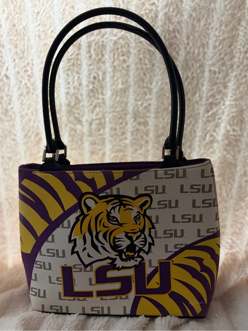 LSU Tigers Logo Tote Bag in Purple, Gold, White